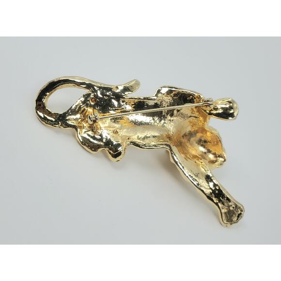 Vintage Rhinestone Crouching Tiger - Big Cat –  Brooch Pin - Mint Condition - Picture 4 of 5